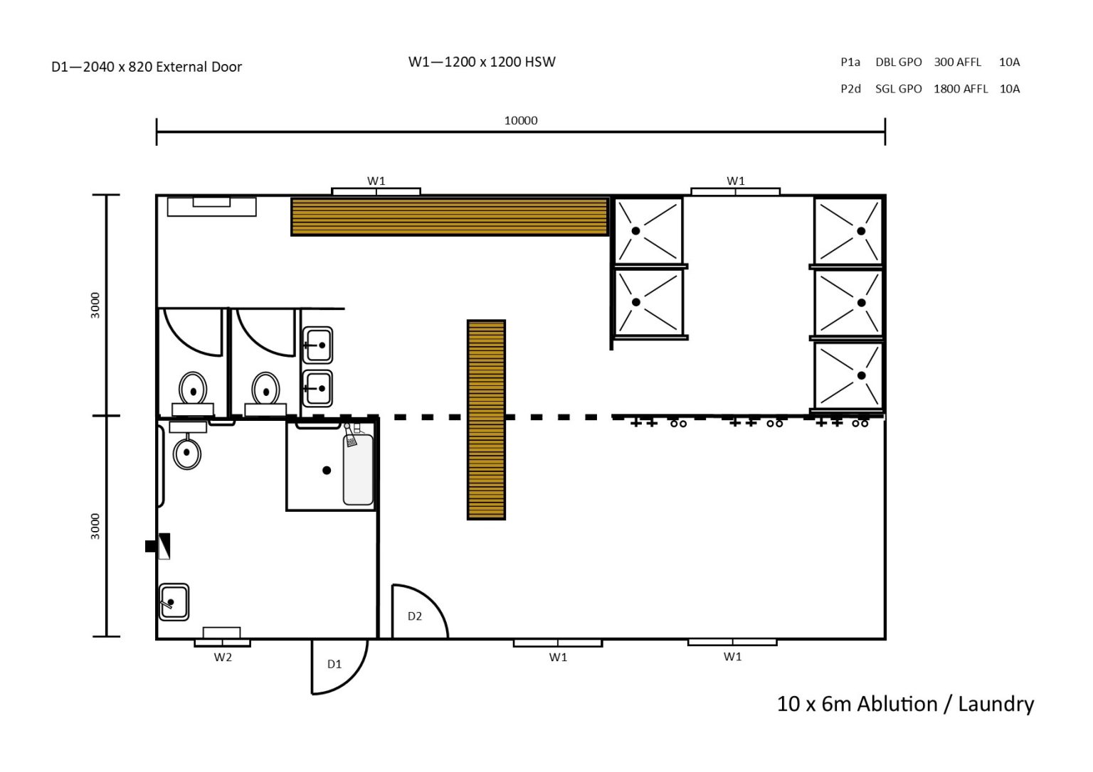 10 X 6m Ablution Pwd Laundry