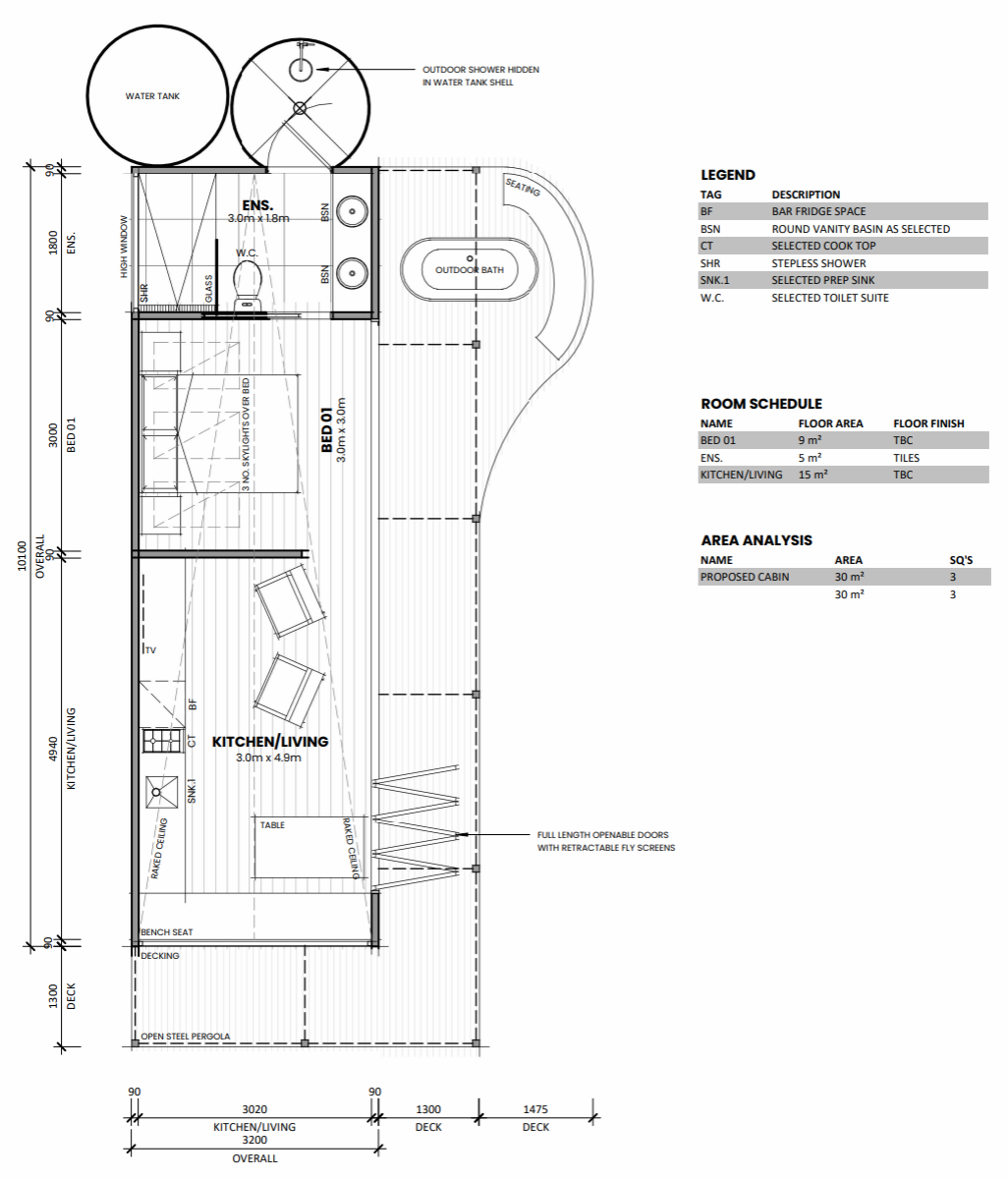 The Hallbar Eco Cabin Floor Plan